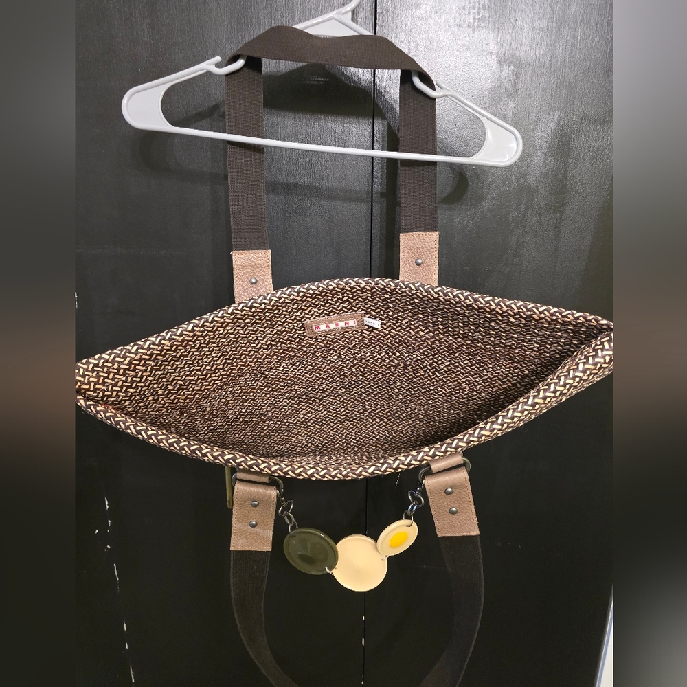 Marni Brown And Black Woven Straw Bag In Excellect Condition - Picture 5 of 5